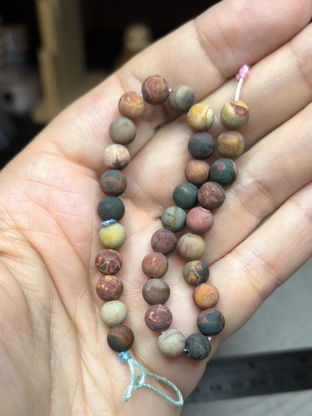 #5- 6mm Matte Red Creek Jasper Beads - 8-inch Stone Strand